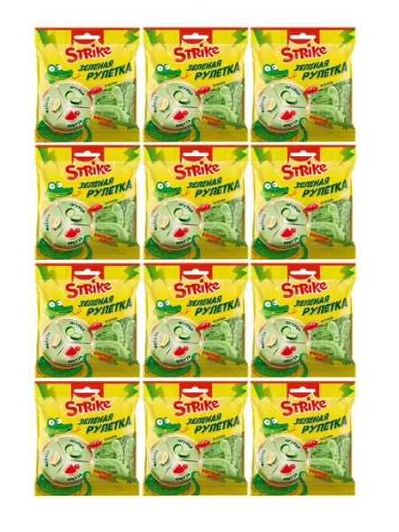 Strike KDV Мармелад жевательный Зеленая рулетка, 70г, 9 шт