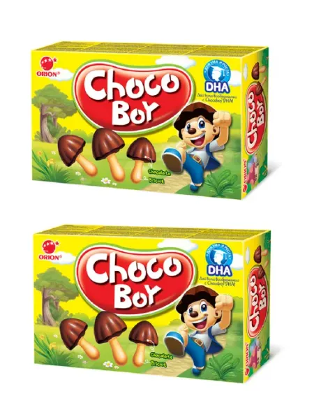 Orion Печенье Choco Boy грибочки с шоколадной глазурью, 90 г