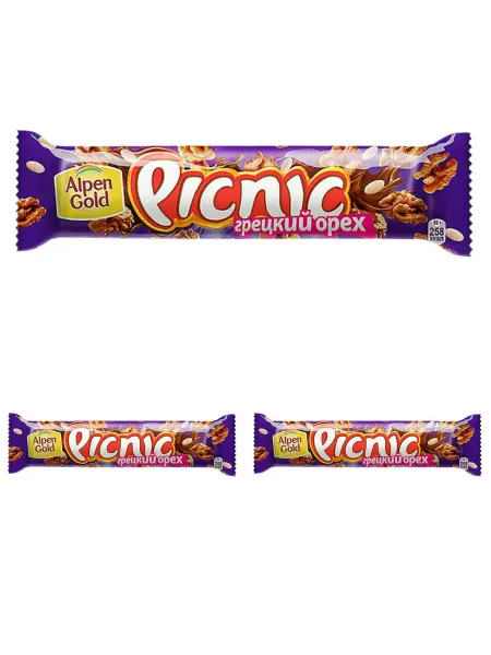 Big Picnic Шоколадный батончик грецкий орех и арахис, 52 гр