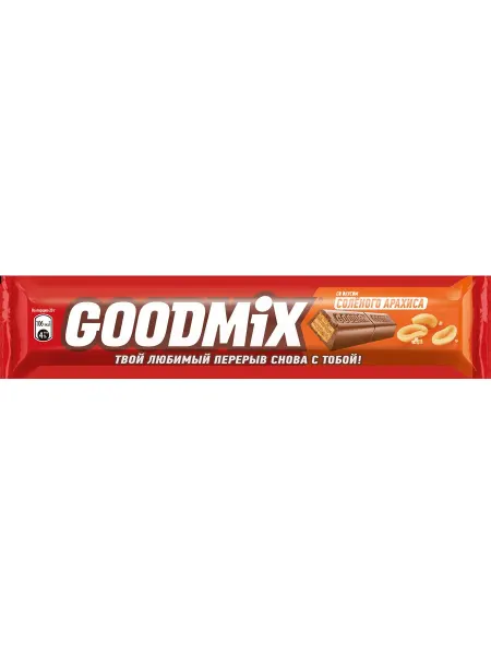 Батончик шоколадный GOODMIX со вкусом арахиса с хрустящей