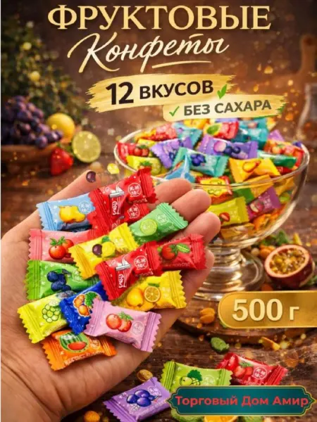 Торговый Дом Амир Конфеты китайский карамель фруктовая без сахара "Витамин С"…