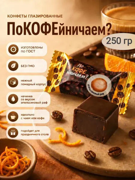 Сладостности Конфеты "Покофейничаем?"апельсиновый раф,250гр