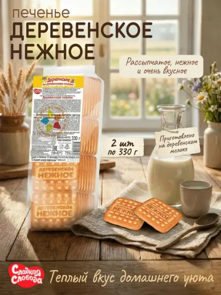 Сладкая слобода Печенье для детского питания Деревенское Нежное 2 шт по 330г