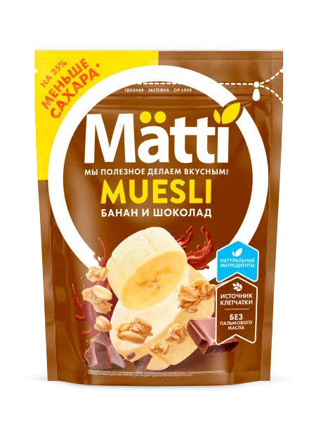 Muesli Core Мюсли с Бананом и Шоколадом, 250г
