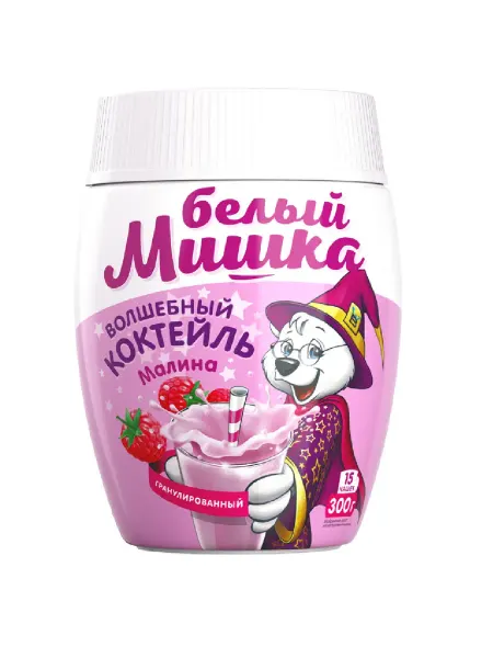Белый Мишка Молочный коктейль Малина, 300г