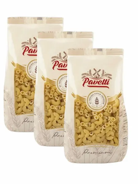 PAVETTI Макароны рожки гладкие 450 гр (Набор из 3шт)