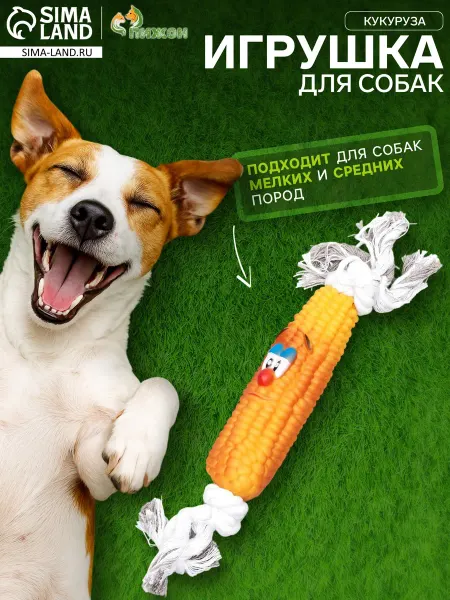 Пижон Игрушка для собак на канате Кукуруза 14 см