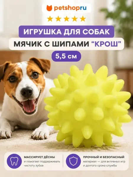 PetShop Игрушка для собак мячик с шипами "Крош", 5,5 см