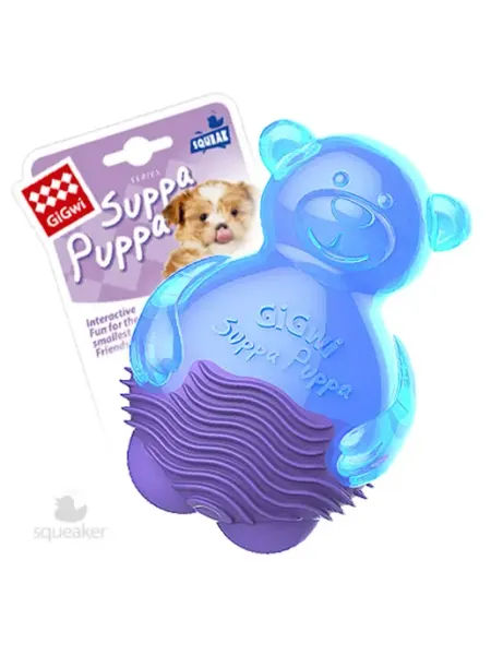 Gigwi Игрушка для собак Мишка с пищалкой синий SUPPA PUPPA 9 см