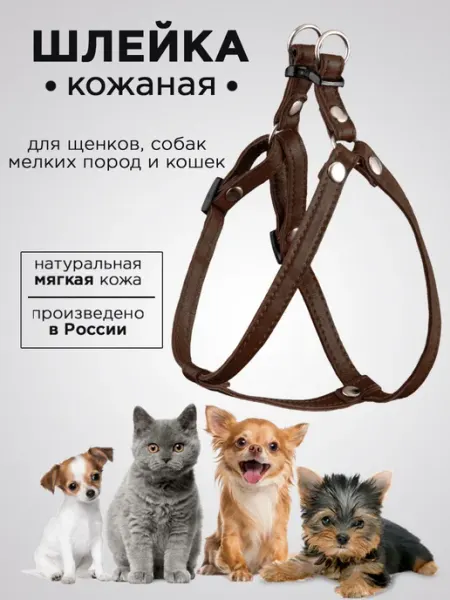 DOGIGOOD Шлейка для собак мелких пород, щенков, кошек кожаная