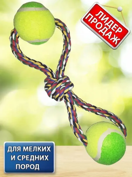 GO-market Игрушка для собак, два мяча на канате