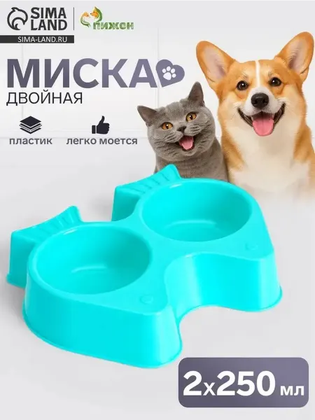 Стильная двойная миска для питомцев