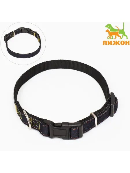 -Мир Игр- Ошейник джинсовый с чёрным подкладом, 2 см ширина