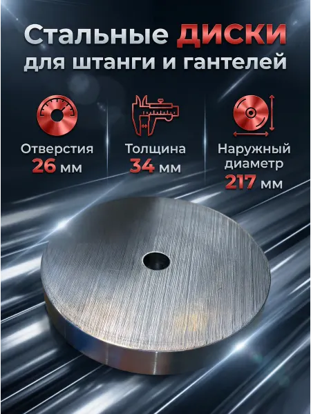 Sport 161 Блины стальные спортивные для штанги и гантель 10кг26мм1шт