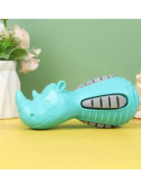 COSY Игрушка Носорог для животных с пищалкой 16х7х7 см бирюзовая