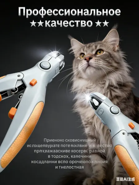 MACKENZI Когтерезка для кошек с ограничителем безопасная с подсветкой