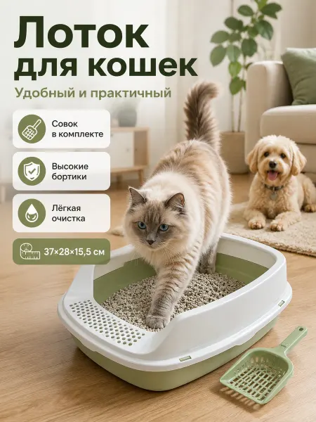 RND PRO Лоток для кошек высокий борт, с решеткой