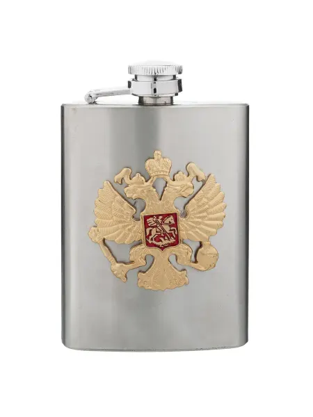 Русь Великая Фляга сувенирная с символикой "Герб РФ"