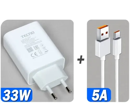 Зарядка для Tecno U330TEB 33W + кабель 5A