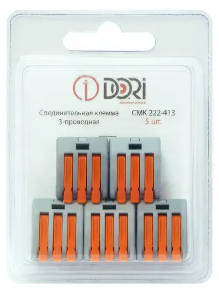 Клемма соединительная DORI 3х4кв.мм 6шт прозрачный