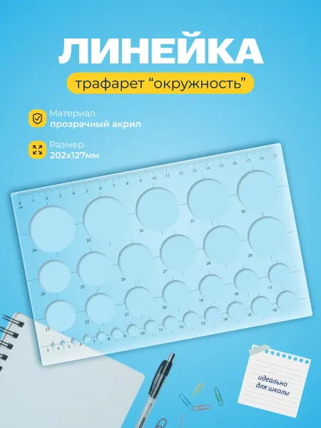 IMAGEGIFTS Линейка-трафарет (34 окружности)