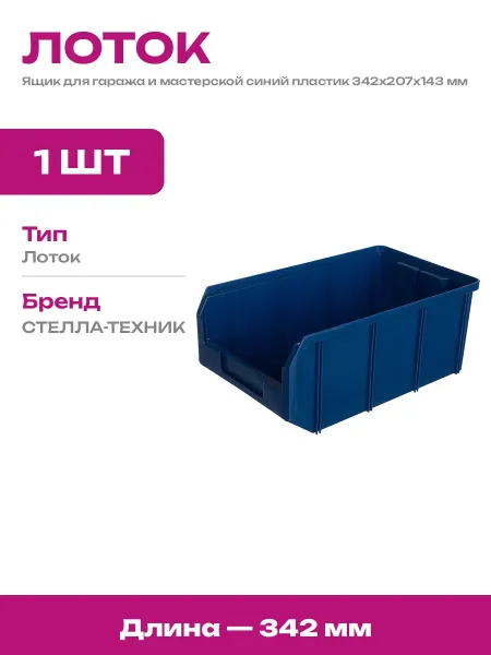 Пластиковый ящик для хранения мелочей синий 342х207х143