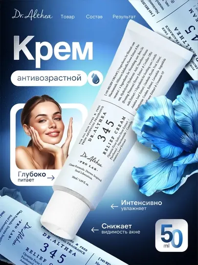 Успокаивающий, восстанавливающий крем с ресвератролом Dr. Althea 345 Relief Cream, 50 мл