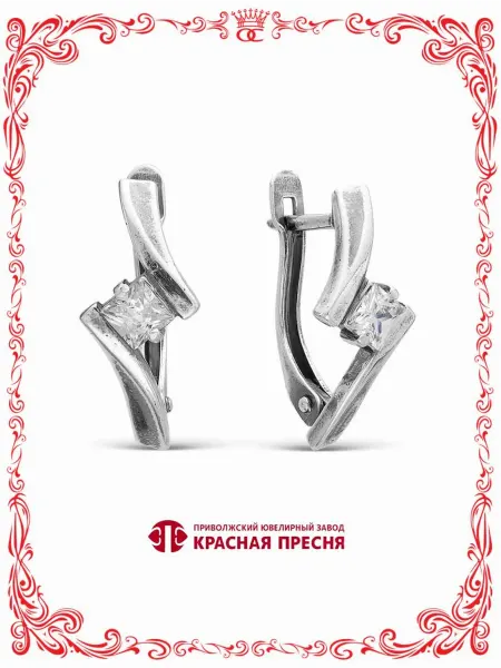 Красная Пресня Серьги бижутерия фианит оксидирование А3487050ф