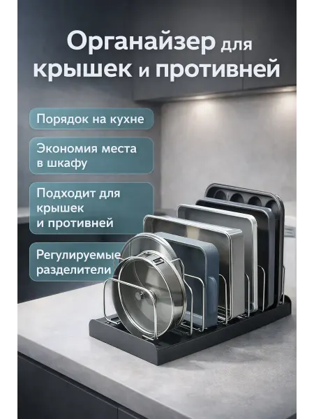 Ас3493 Органайзер для кухонной посуды и противней в шкаф