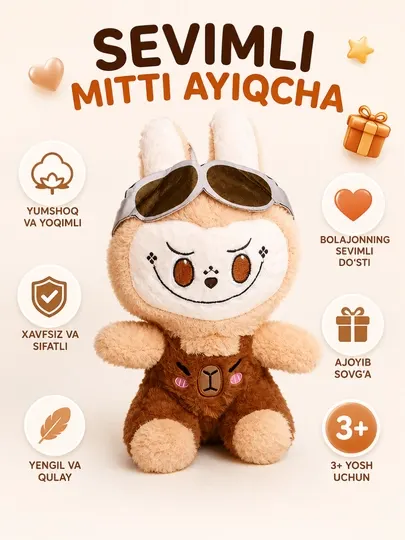Мягкая игрушка зайчик, в очках для детей оригинальный подарок 35 см