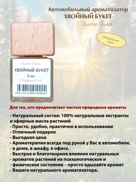 Золотые Облака Ароматизатор автомобильный, Хвойный букет, 5 мл