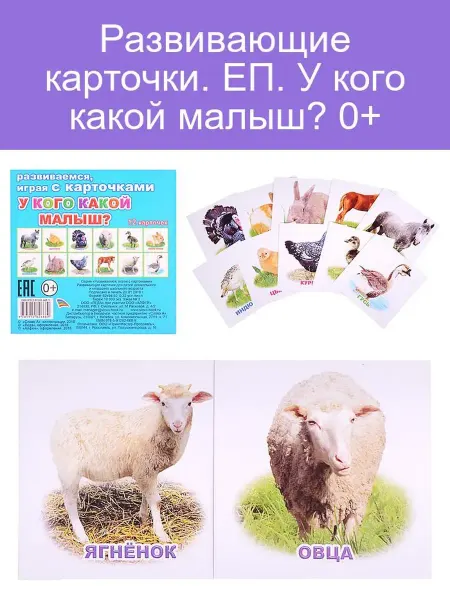 Леда Развивающие карточки. ЕП. У кого какой малыш? 0+