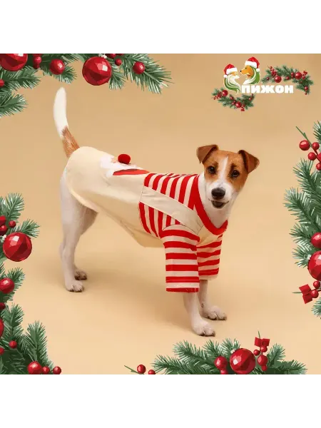 Moonglee Футболка для животных Santa размер L (ДС 35 ОГ 45 см)