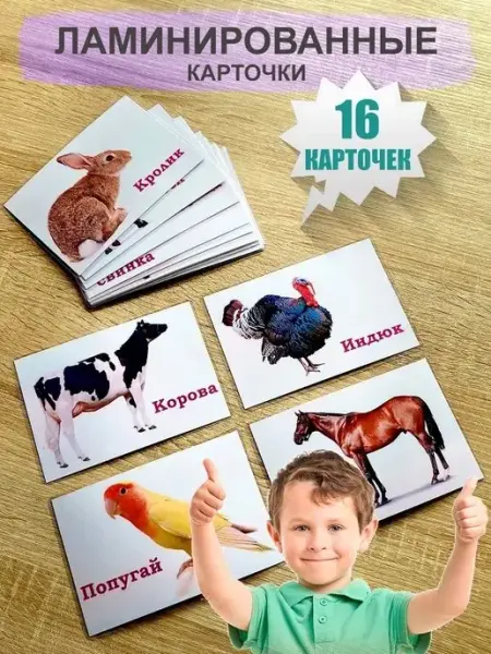 WeGrowGood Домашние животные развивающие карточки Домана ламинированные