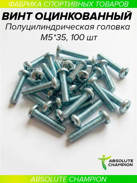 Absolute Champion Винт с полуцилиндр головкой оцинкованный м 5*35 100шт