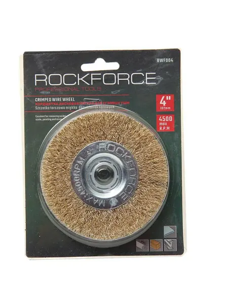 Rockforce Кордщетка для УШМ дисковая 100мм латунь в блистере ROCKFORC