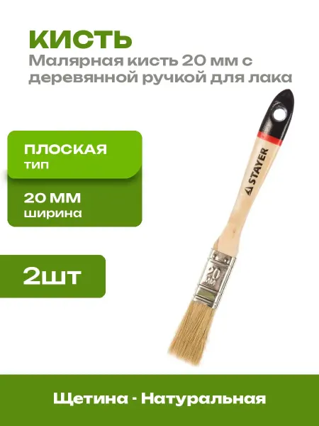 Набор малярных инструментов 20 мм 2 шт плоские натуральные