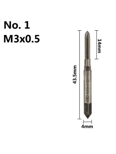 XCAN Метчик метрический M3х0,5мм, прямая канавка