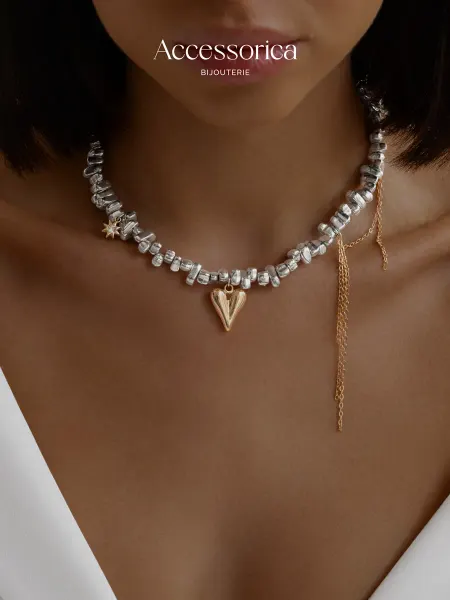 Аксессорика Подвеска на шею y2k чокер с кулоном сердце Accessorica