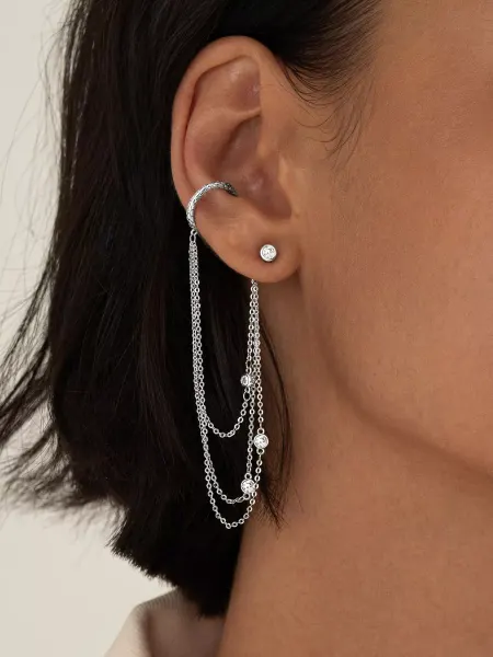 Аксессорика Серьги бижутерия каффы с проколом с камнем Accessorica