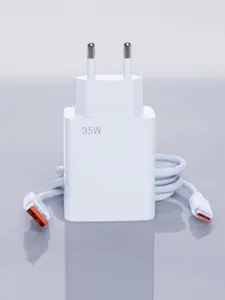 Быстрая зарядка 35 Вт для Xiaomi с кабелем Type-C, блок разъёмами USB и Type-C, бежевый, желтый