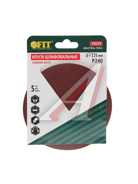 FIT Бумага наждачная на липучке D125 P240 5шт