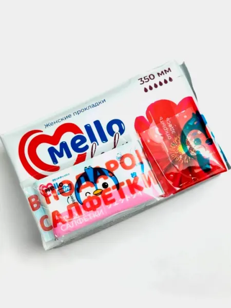 Женские гигиенические прокладки Mello lady 6, размер 350мм + влажные салфетки Mello 1шт.