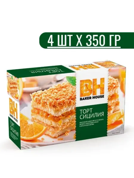 Baker house Торт Сицилия бисквитный, трехслойный, 350 г