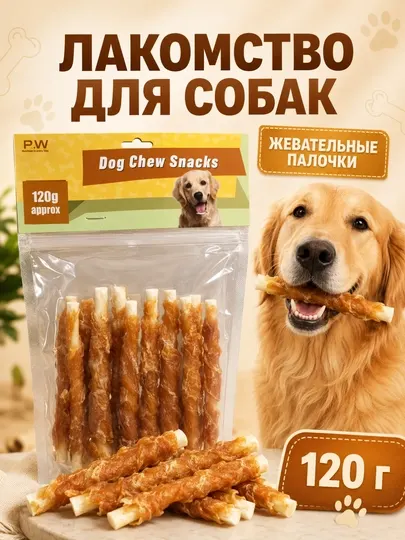 Лакомство для собак жевательные палочки, 120 грамм