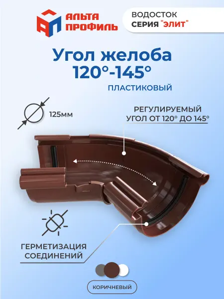 Альта Профиль Угол желоба пластиковый регулируемый от 120° до 145°