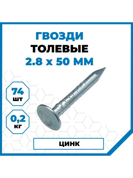 СТРОЙМЕТИЗ Гвозди толевые оцинкованные 2.8х50 мм, 200 гр