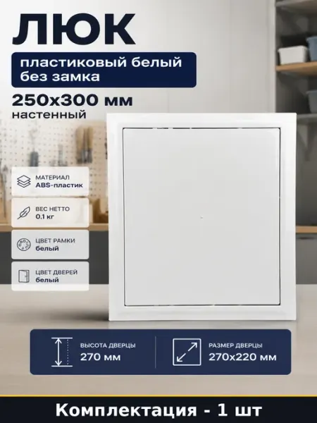 Люк пластиковый белый без замка 250x300 мм настенный