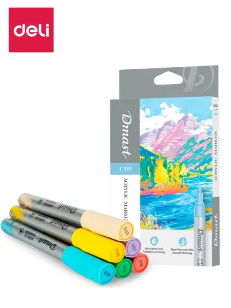 Маркеры акриловые 6 цв pastel EC351 Deli, 351-EC