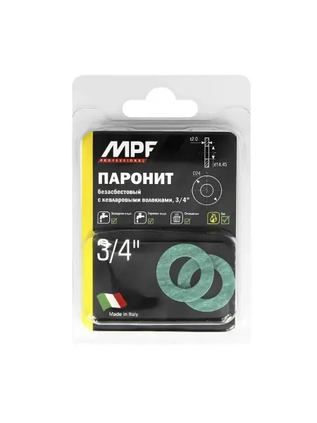 MasterProf Прокладка сантехническая 3 4 паронит безасбестовая 2 шт